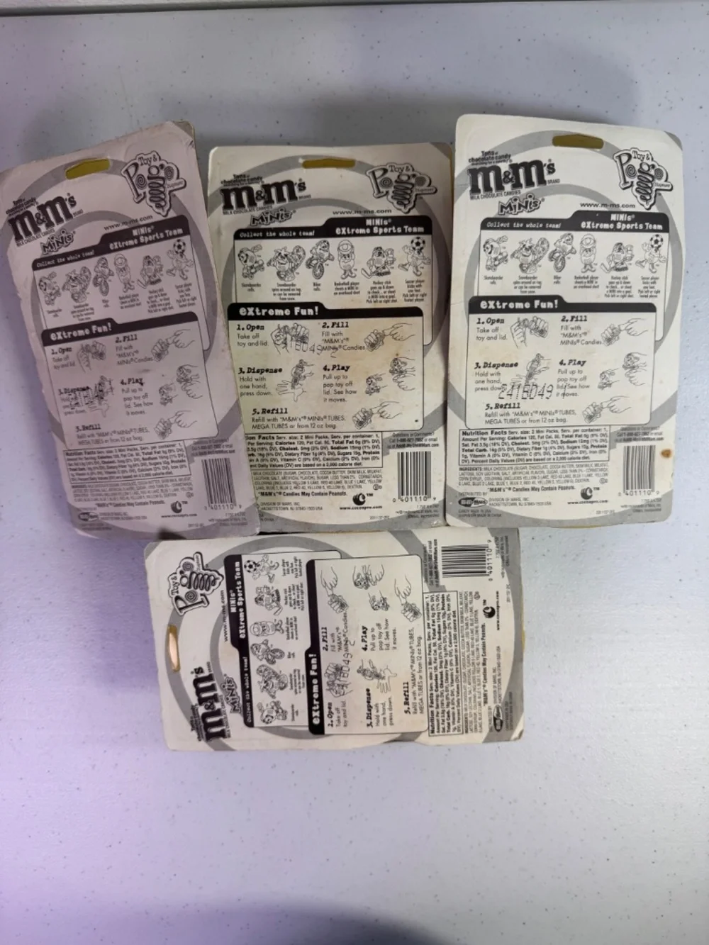 Vtg M&M's Minis Pogo Dispenser Bundle Set of 4 Biker Hockey Basketball & Soccer
